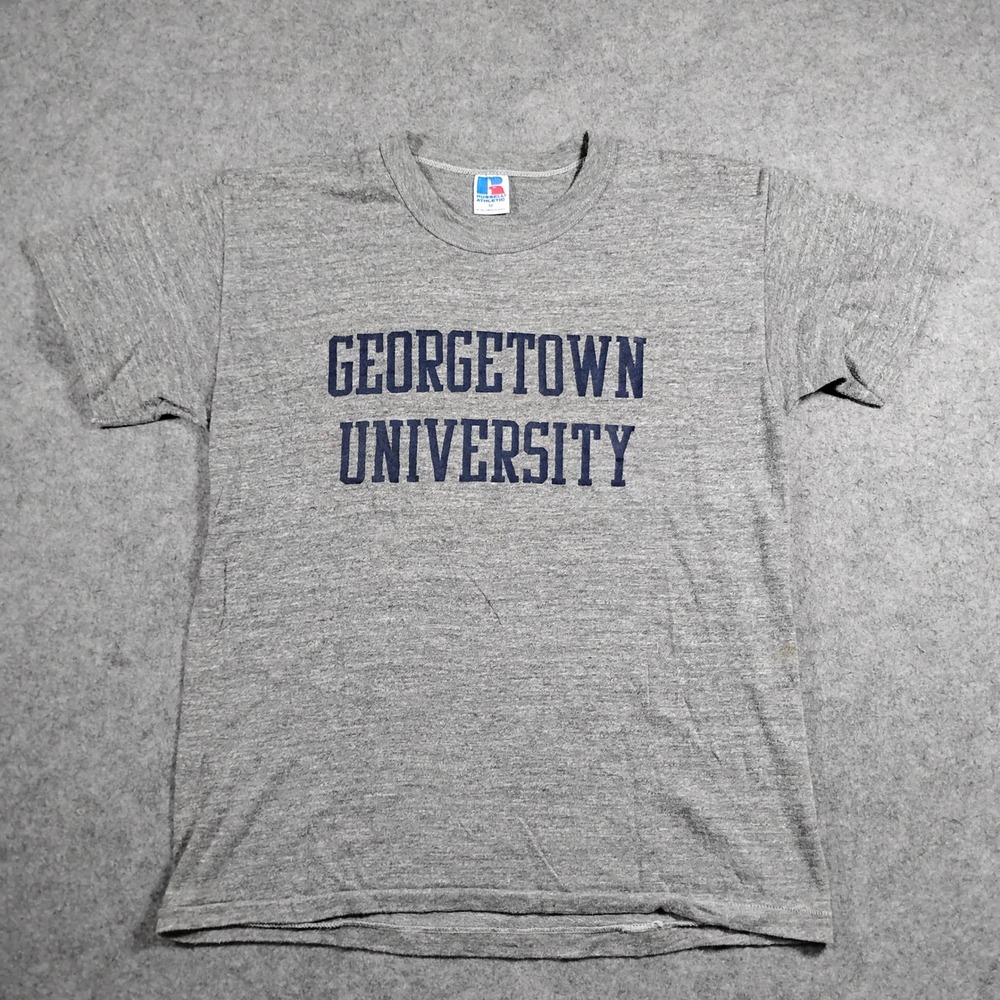 Vintage Russell Athletic Georgetown University Shirt Men's M Gray 80s Tri Blend